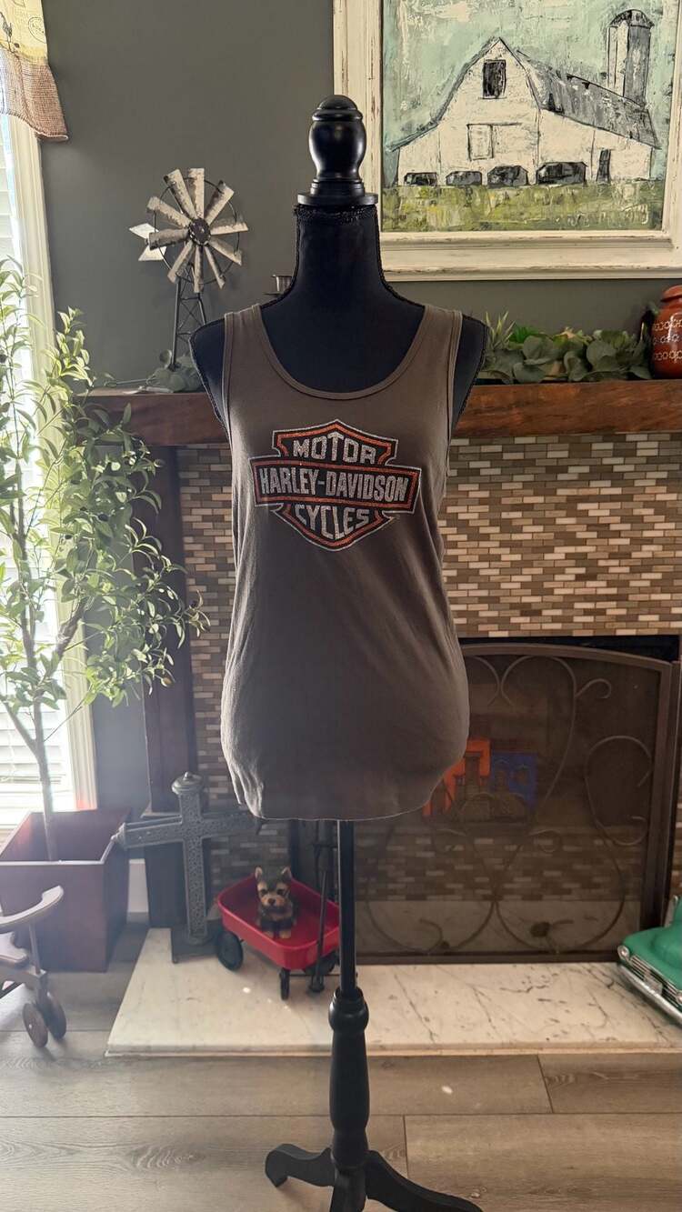 Harley-Davidson Smoky Mountain Tank Top Brown Women's 2X Sequin Logo